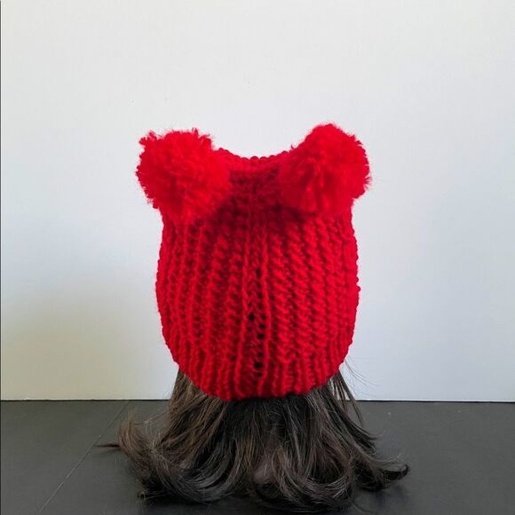 Handmade Knit Pom Pom Hat - Picture 1 of 9